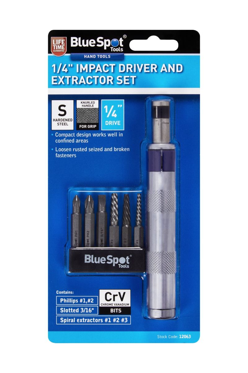 1/4″ Impact Driver and Extractor Set