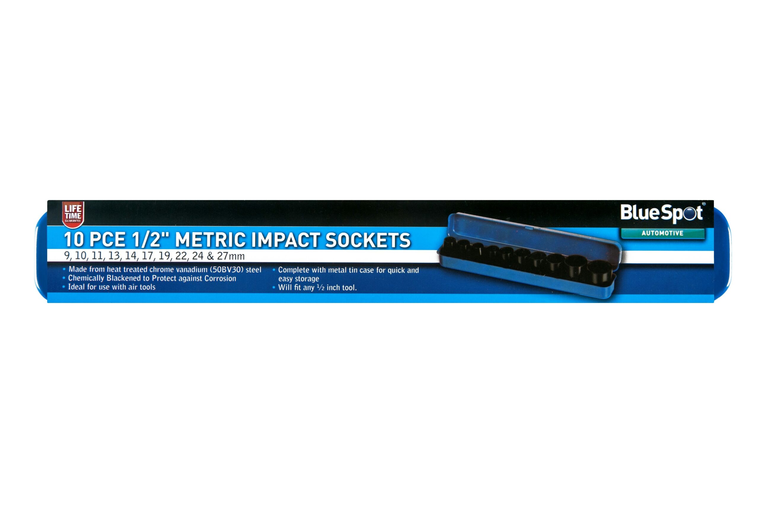 10pcs 1/2″ Shallow Impact Socket Set