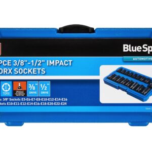 17pcs 3/8"-1/2" impact e torx sockets