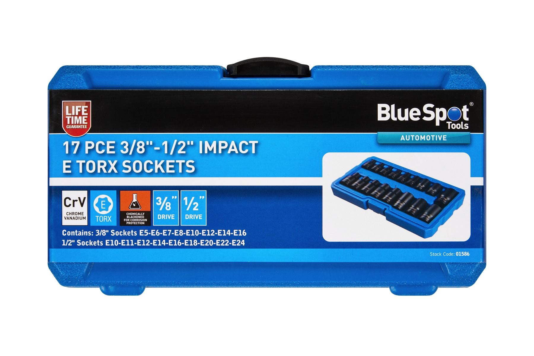 17pcs 3/8″-1/2″ impact e torx sockets